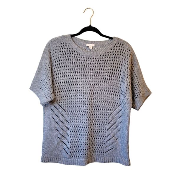 J. Jill PureJill Light Dusty Blue Open Knit Pullover Sweater - Picture 1 of 7